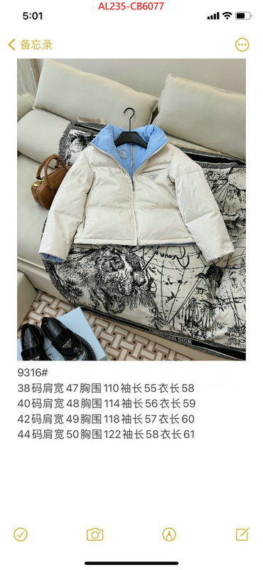 Down jacket Women-Prada replica best ID: CB6077 $: 235USD