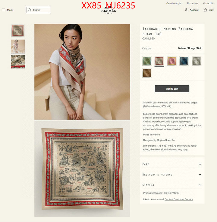 Scarf-Hermes high quality replica ID: MJ6235 $: 85USD