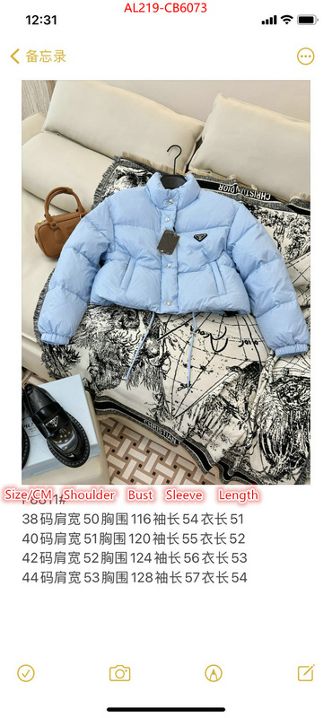 Down jacket Women-Prada designer 7 star replica ID: CB6073 $: 219USD