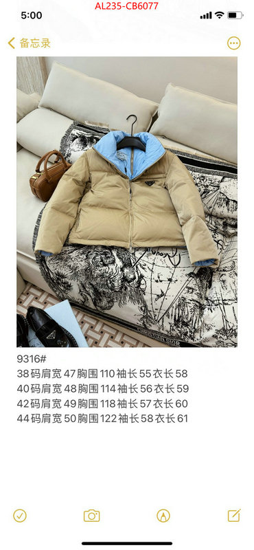 Down jacket Women-Prada replica best ID: CB6077 $: 235USD