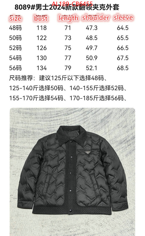 Down jacketMen-Prada knockoff ID: CB6455 $: 189USD