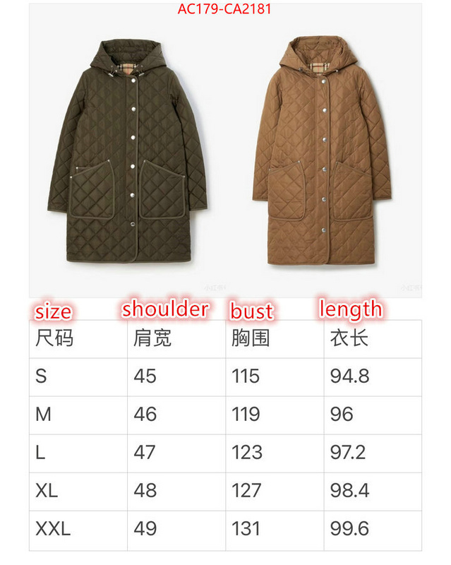 Down jacket Women-Burberry wholesale imitation designer replicas ID: CA2181 $: 179USD