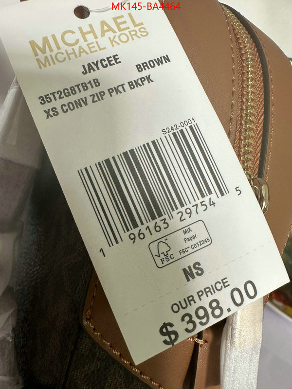 Michael Kors Bags(TOP)-Backpack- top quality fake ID: BA4464 $: 145USD,