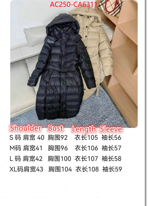 Down jacket Women-Burberry outlet 1:1 replica ID: CA6311 $: 250USD