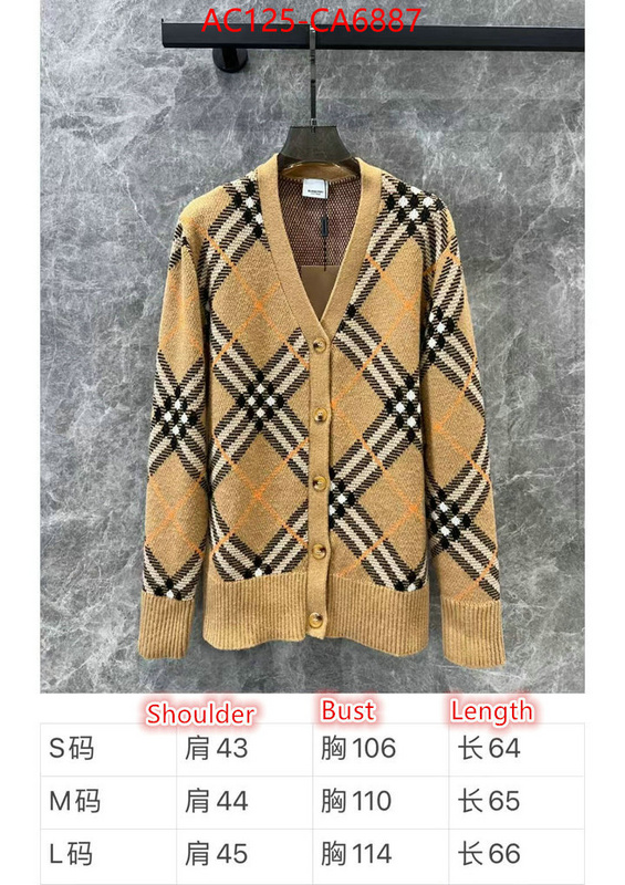 Clothing-Burberry knockoff highest quality ID: CA6887 $: 125USD