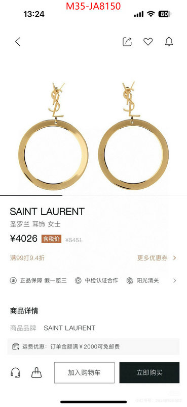 Jewelry-YSL where can you buy a replica ID: JA8150 $: 35USD