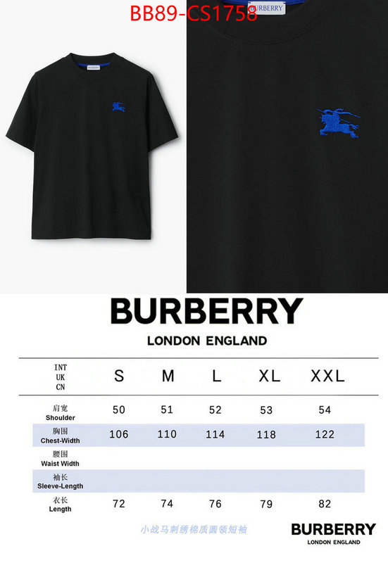 Clothing-Burberry fake high quality ID: CS1758 $: 89USD