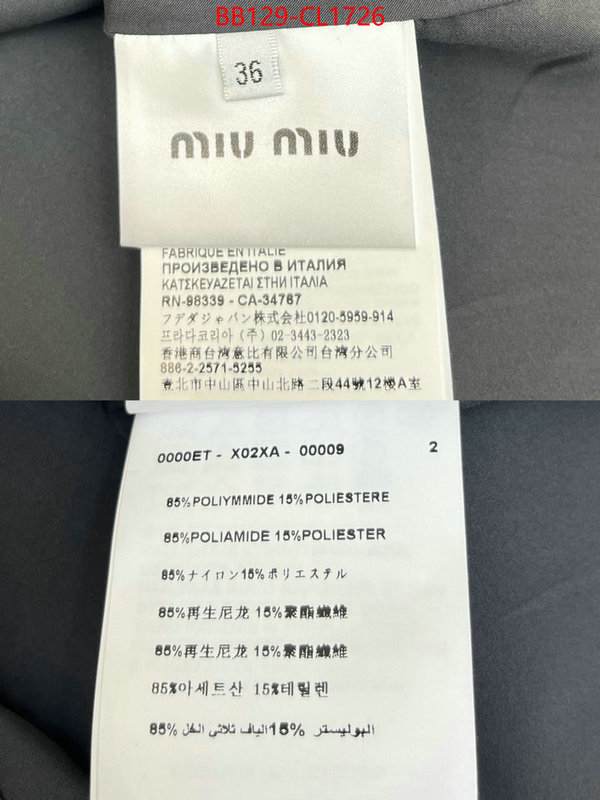 Clothing-MIU MIU shop the best high authentic quality replica ID: CL1726 $: 129USD