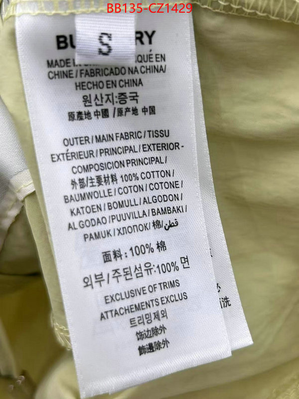 Clothing-Burberry luxury fashion replica designers ID: CZ1429 $: 135USD