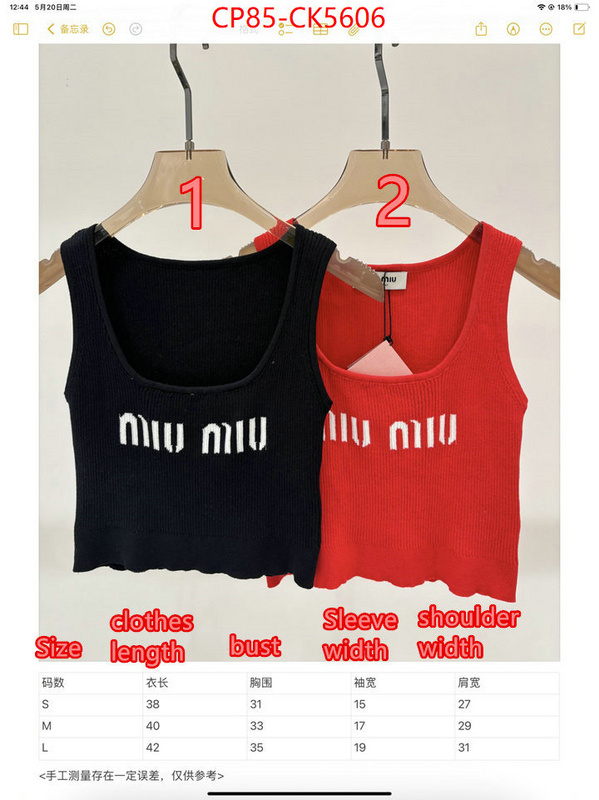 Clothing-MIU MIU from china 2024 ID: CK5606 $: 85USD