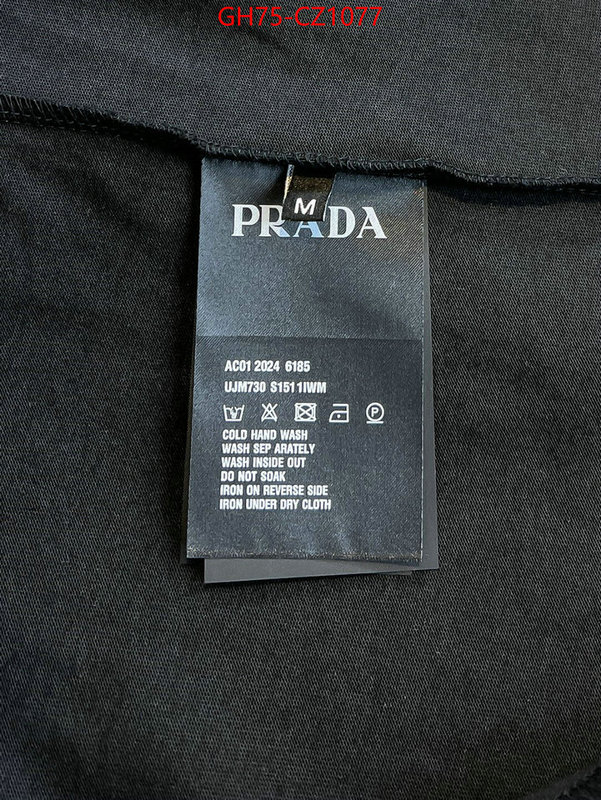 Clothing-Prada how to find designer replica ID: CZ1077 $: 75USD