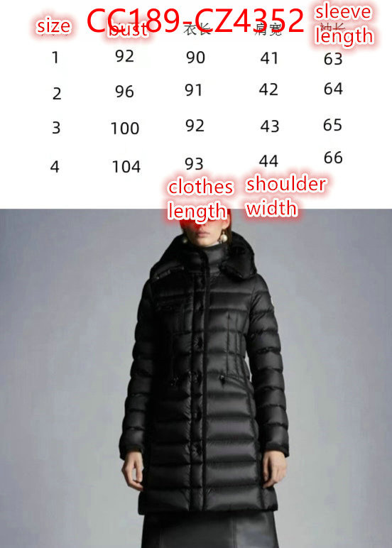 Down jacket Women-Moncler wholesale sale ID: CZ4352 $: 189USD