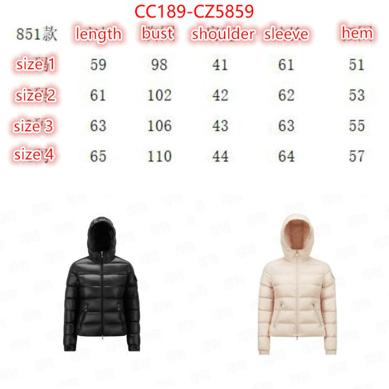 Down jacket Women-Moncler buy 2024 replica ID: CZ5859 $: 189USD