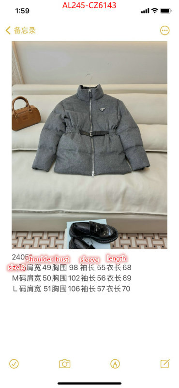 Down jacket Women-Prada fake high quality ID: CZ6143 $: 245USD