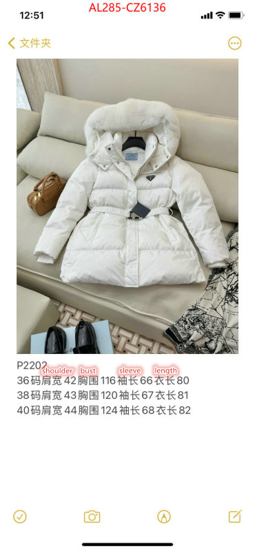 Down jacket Women-Prada first copy ID: CZ6136 $: 285USD