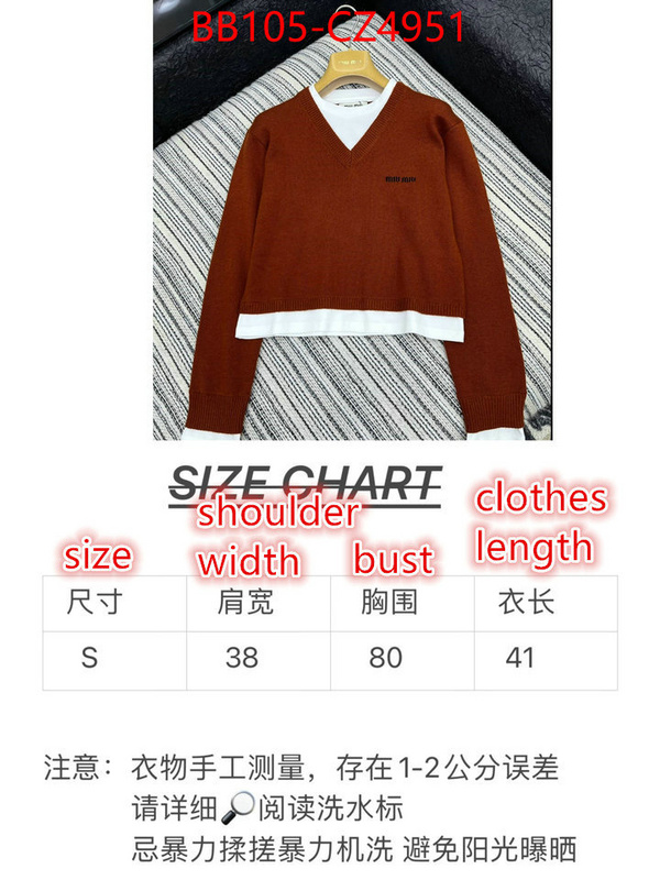Clothing-MIU MIU most desired ID: CZ4951 $: 105USD