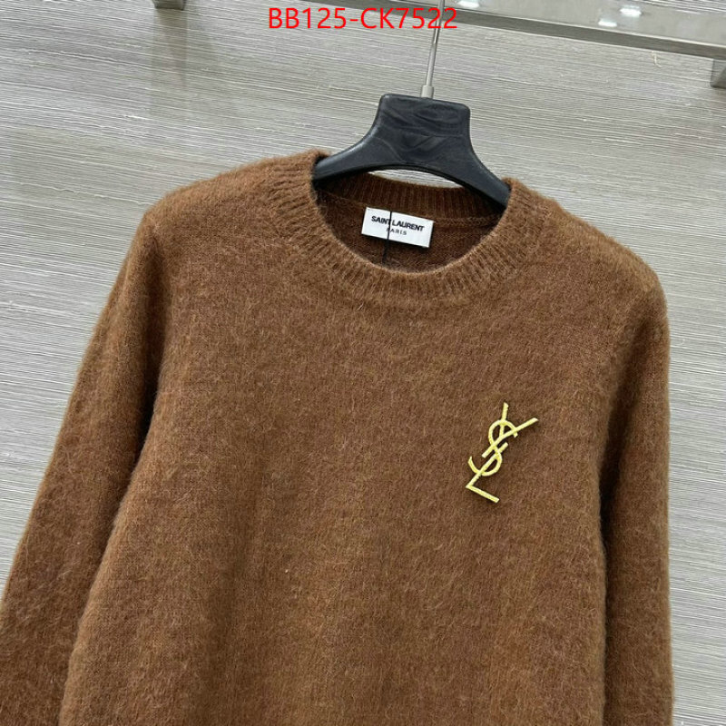 Clothing-YSL 2024 replica wholesale cheap sales online ID: CK7522 $: 125USD