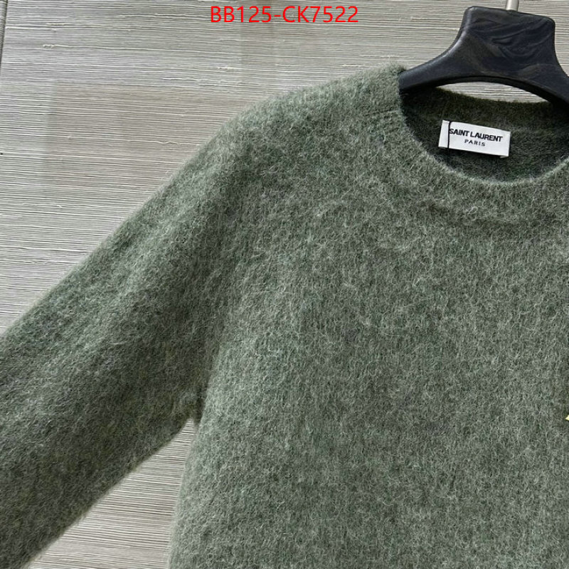 Clothing-YSL 2024 replica wholesale cheap sales online ID: CK7522 $: 125USD