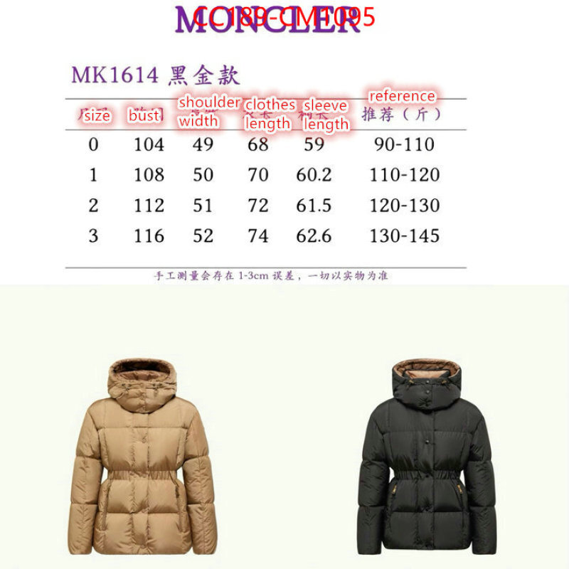 Down jacket Women-Moncler luxury fake ID: CM1095 $: 189USD