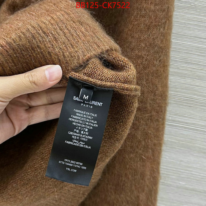 Clothing-YSL 2024 replica wholesale cheap sales online ID: CK7522 $: 125USD
