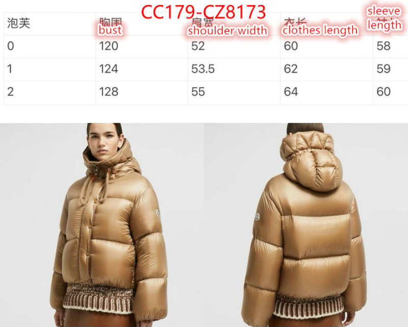 Down jacket Women-Moncler wholesale replica ID: CZ8173 $: 179USD