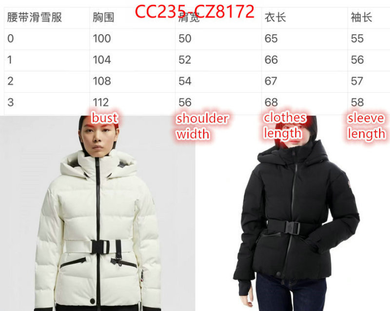 Down jacket Women-Moncler high quality replica ID: CZ8172 $: 235USD