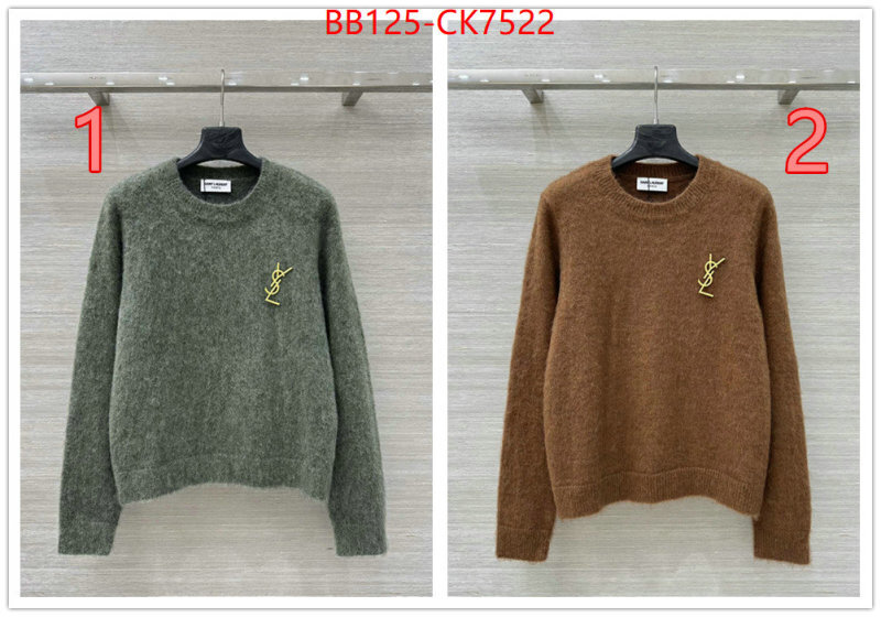 Clothing-YSL 2024 replica wholesale cheap sales online ID: CK7522 $: 125USD