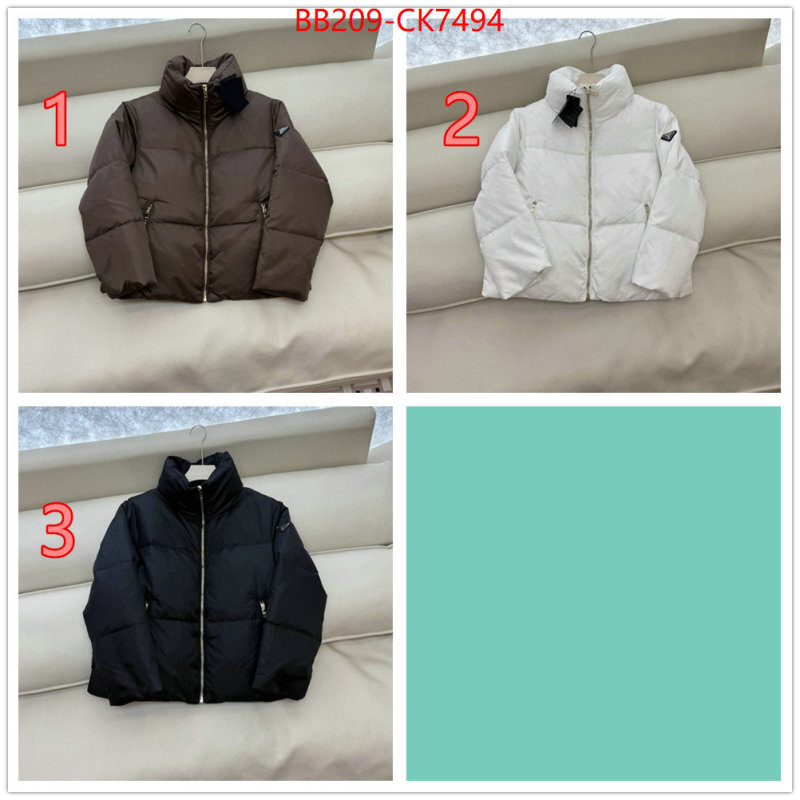 Down jacket Women-Prada what's the best to buy replica ID: CK7494 $: 209USD