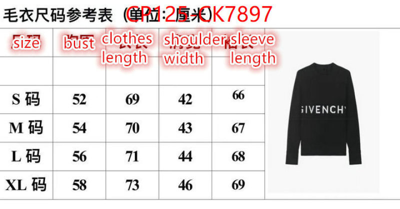 Clothing-Givenchy the best designer ID: CK7897 $: 125USD