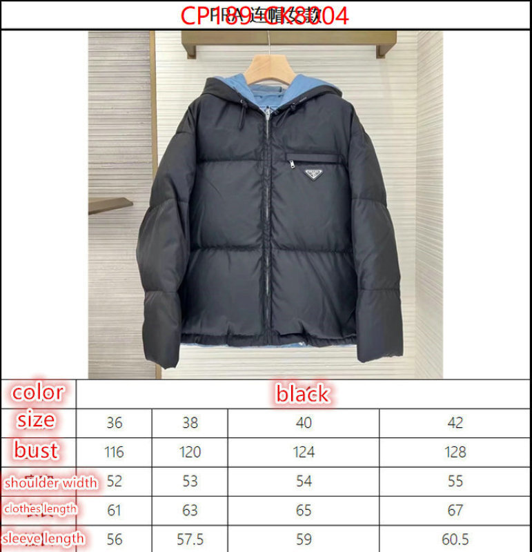 Down jacket Women-Prada what is a counter quality ID: CK8004 $: 189USD