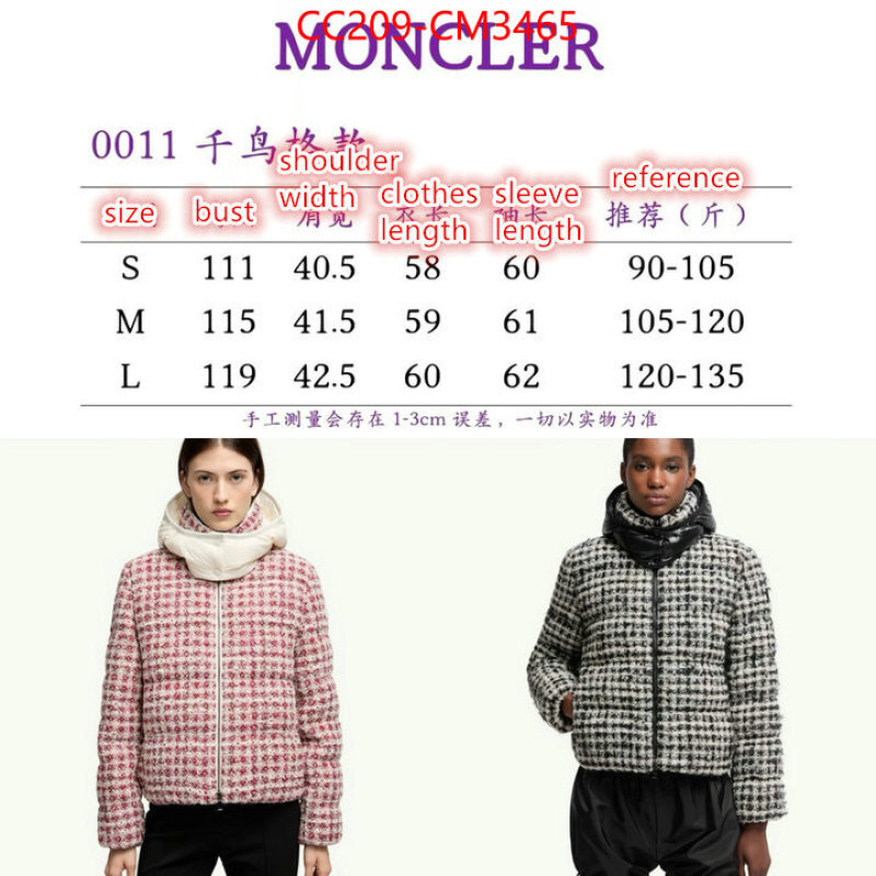 Down jacket Women-Moncler buy 1:1 ID: CM3465 $: 209USD