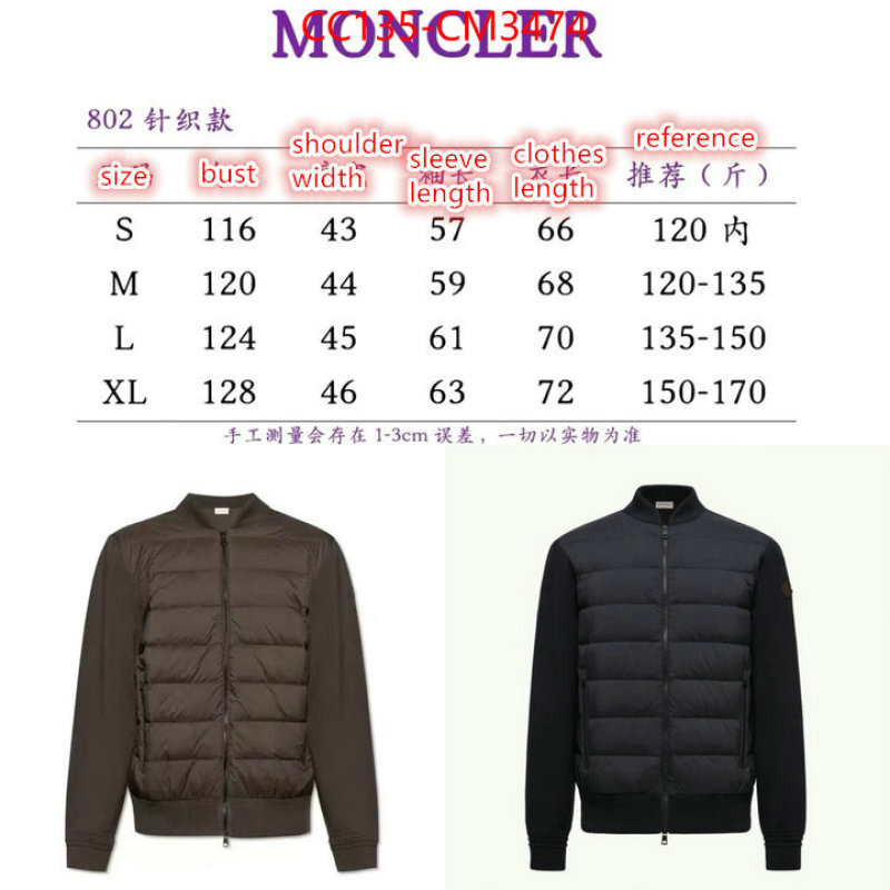 Down jacket Men-Moncler counter quality ID: CM3474 $: 135USD