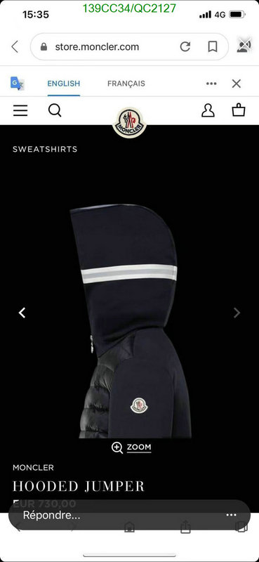 buy 2023 replica YUPOO-Moncler Good Quality Replica Down Jacket Code: QC2127