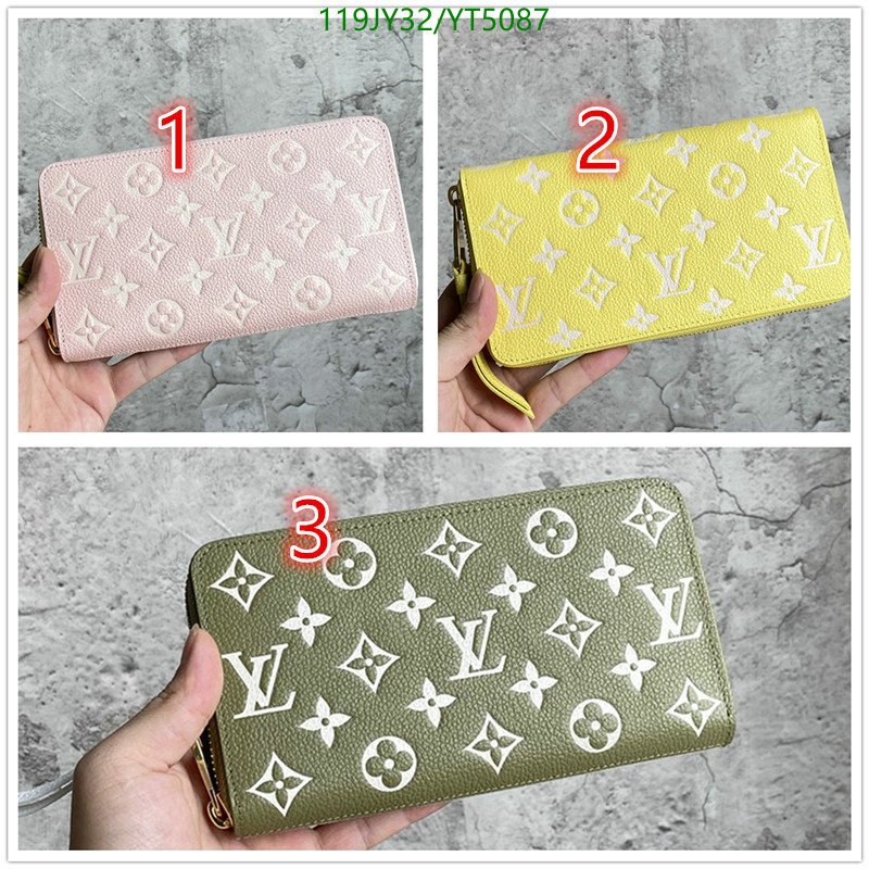 LV Bags-(Mirror)-Wallet-,Code: YT5087,$: 119USD