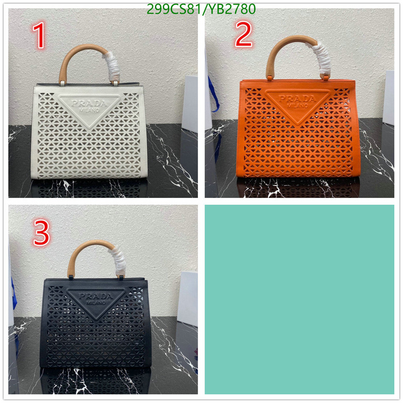 Prada Bag-(Mirror)-Handbag-,Code: YB2780,$: 299USD