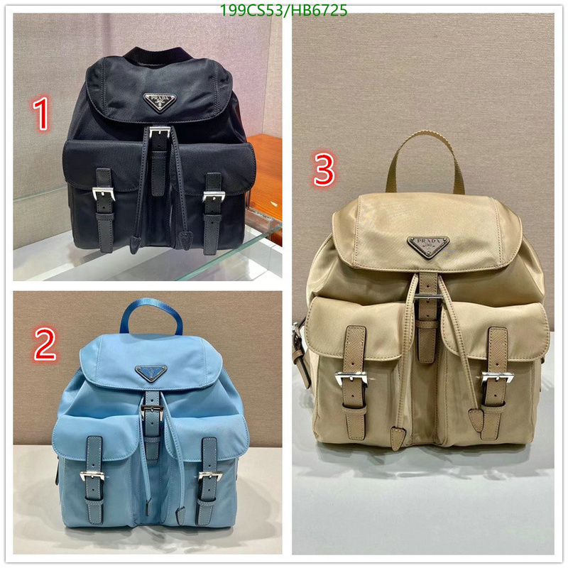 Prada Bag-(Mirror)-Backpack-,Code: HB6725,$: 199USD