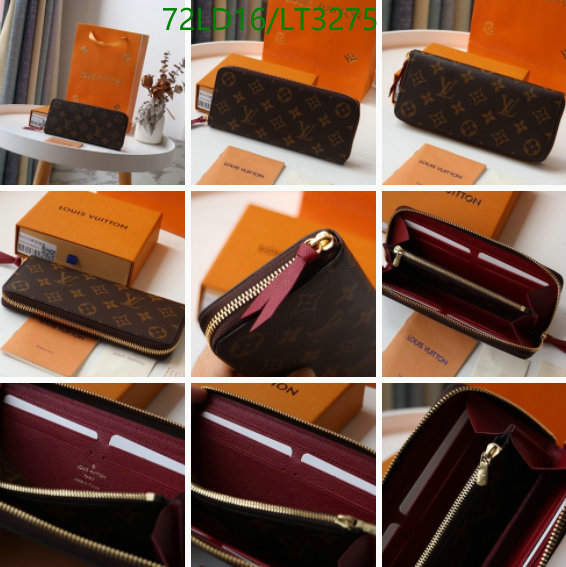 LV Bags-(Mirror)-Wallet-,Code: LT3275,$: 72USD