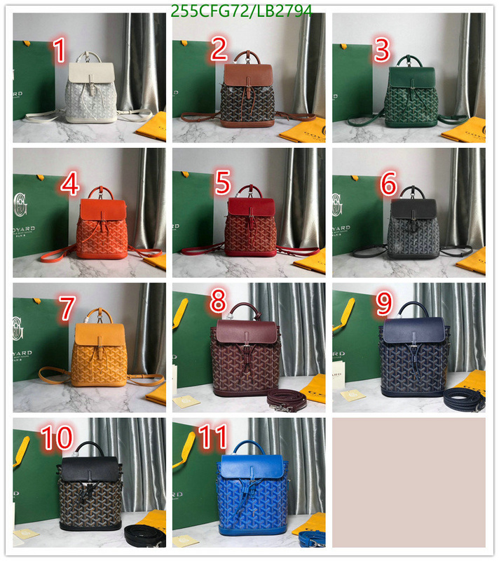 Goyard Bag-(Mirror)-Backpack-,Code: LB2794,$: 255USD