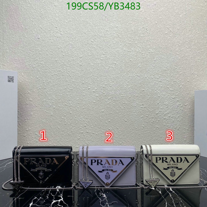 Prada Bag-(Mirror)-Diagonal-,Code: YB3483,$: 199USD