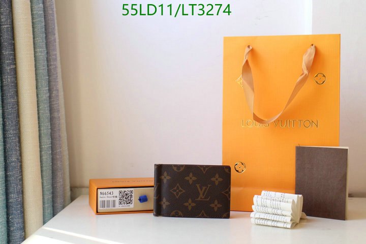 LV Bags-(Mirror)-Wallet-,Code: LT3274,$: 55USD