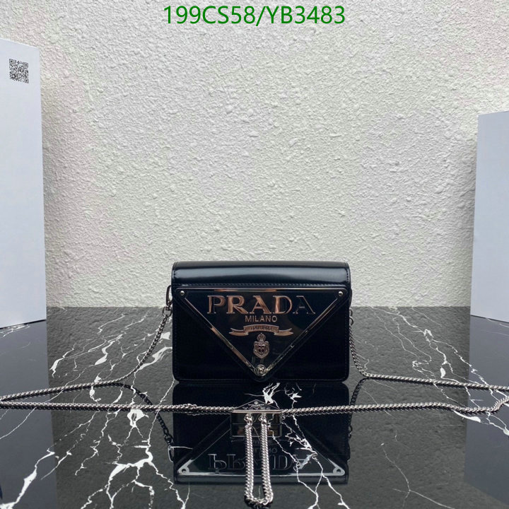 Prada Bag-(Mirror)-Diagonal-,Code: YB3483,$: 199USD