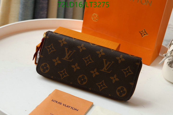 LV Bags-(Mirror)-Wallet-,Code: LT3275,$: 72USD