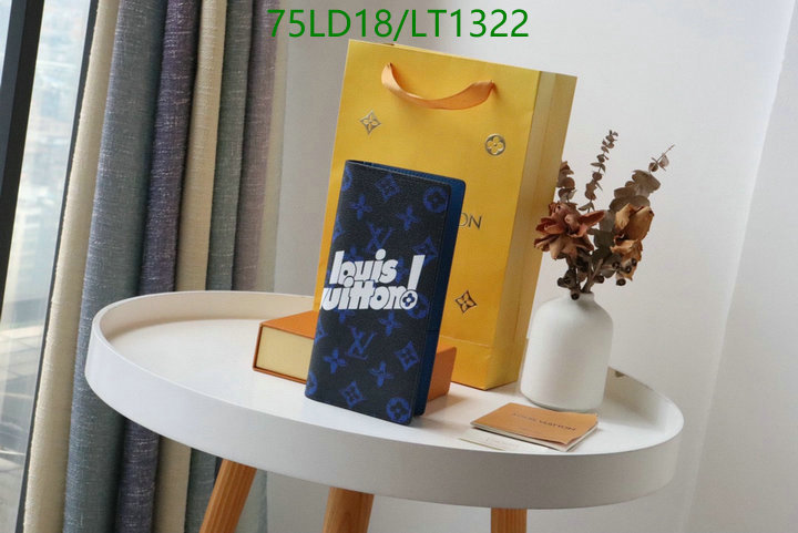 LV Bags-(Mirror)-Wallet-,Code: LT1322,$: 75USD