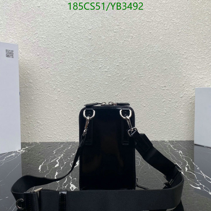Prada Bag-(Mirror)-Diagonal-,Code: YB3492,$: 185USD