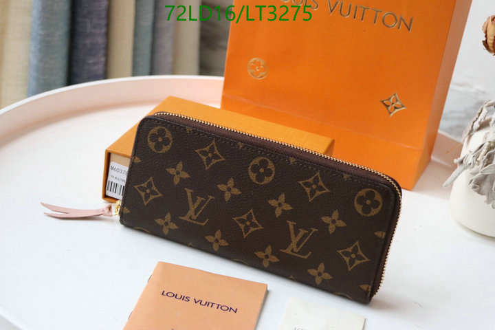 LV Bags-(Mirror)-Wallet-,Code: LT3275,$: 72USD