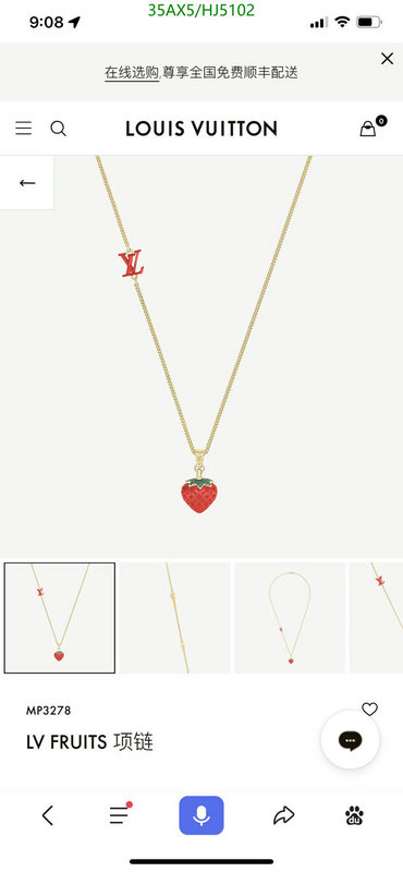 Jewelry-LV,Code: HJ5102,$: 35USD