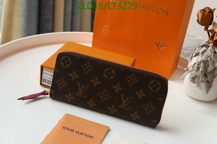 LV Bags-(Mirror)-Wallet-,Code: LT3275,$: 72USD