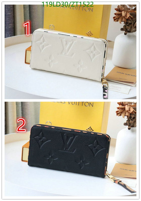 LV Bags-(Mirror)-Wallet-,Code: ZT1522,$: 119USD