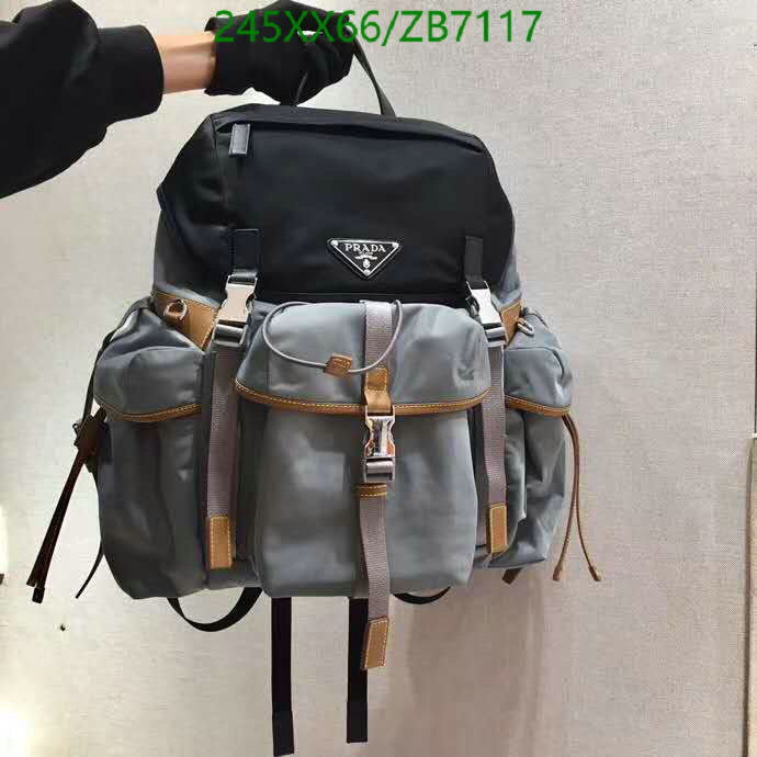 Prada Bag-(Mirror)-Backpack-,Code: ZB7117,$: 245USD