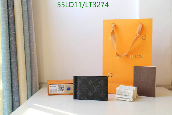 LV Bags-(Mirror)-Wallet-,Code: LT3274,$: 55USD